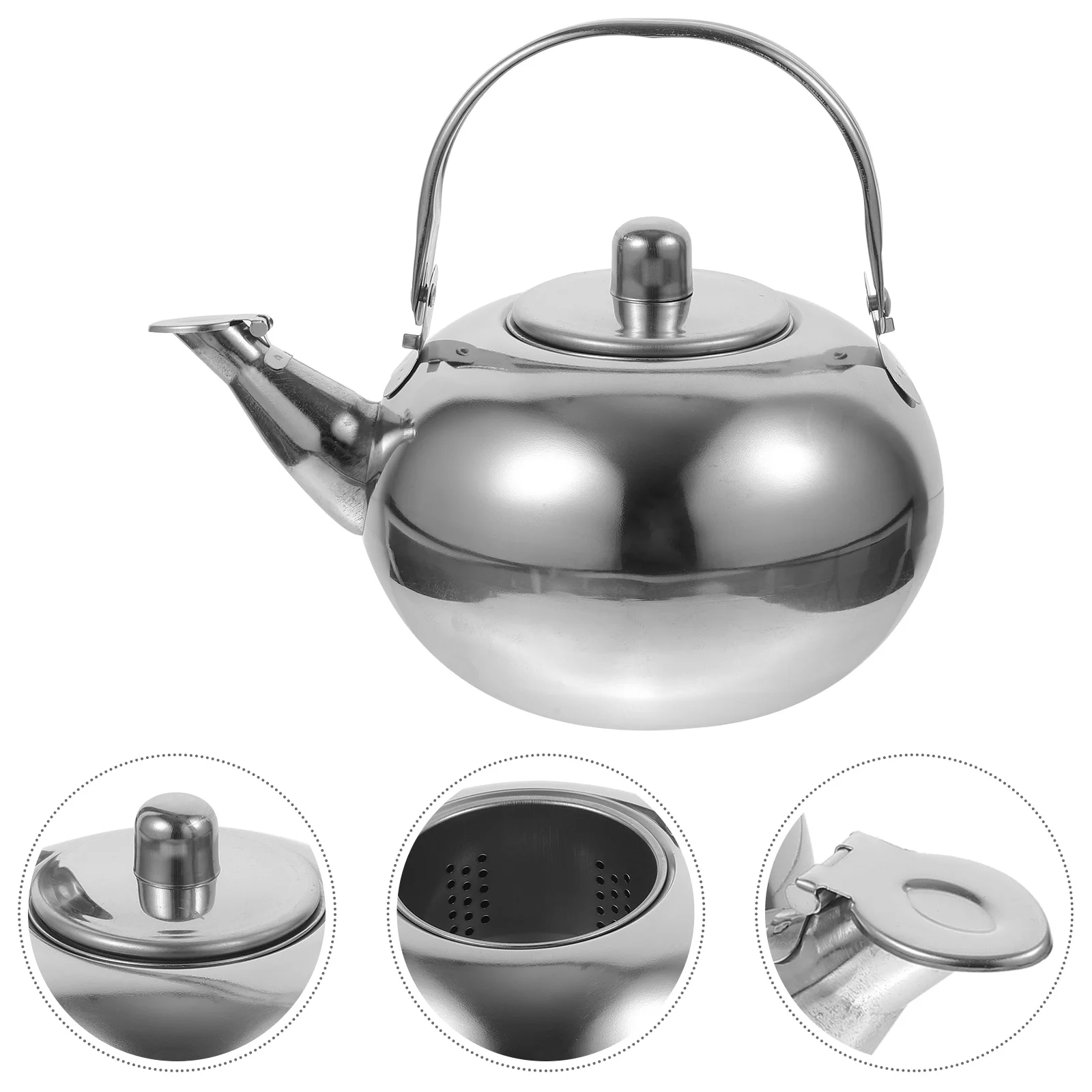 

1L 304 Stainless Steel Teapot with Infuser Tea Kettle Stovetop Safe Teapot for Loose Leaf Blooming Tea Kitchen Restaurant