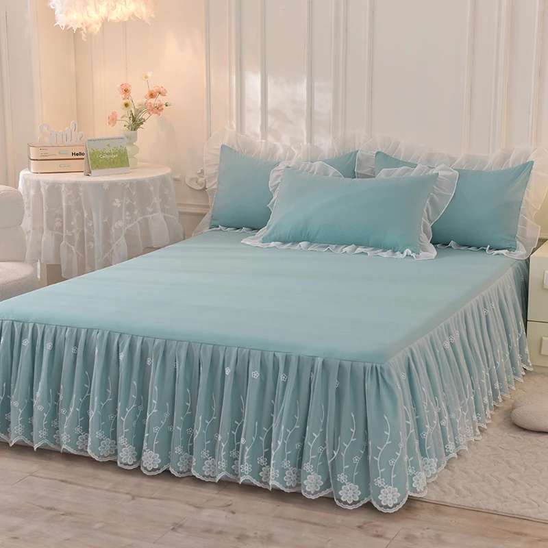 Кружевные комплекты постельного белья принцессы синее белое двойное