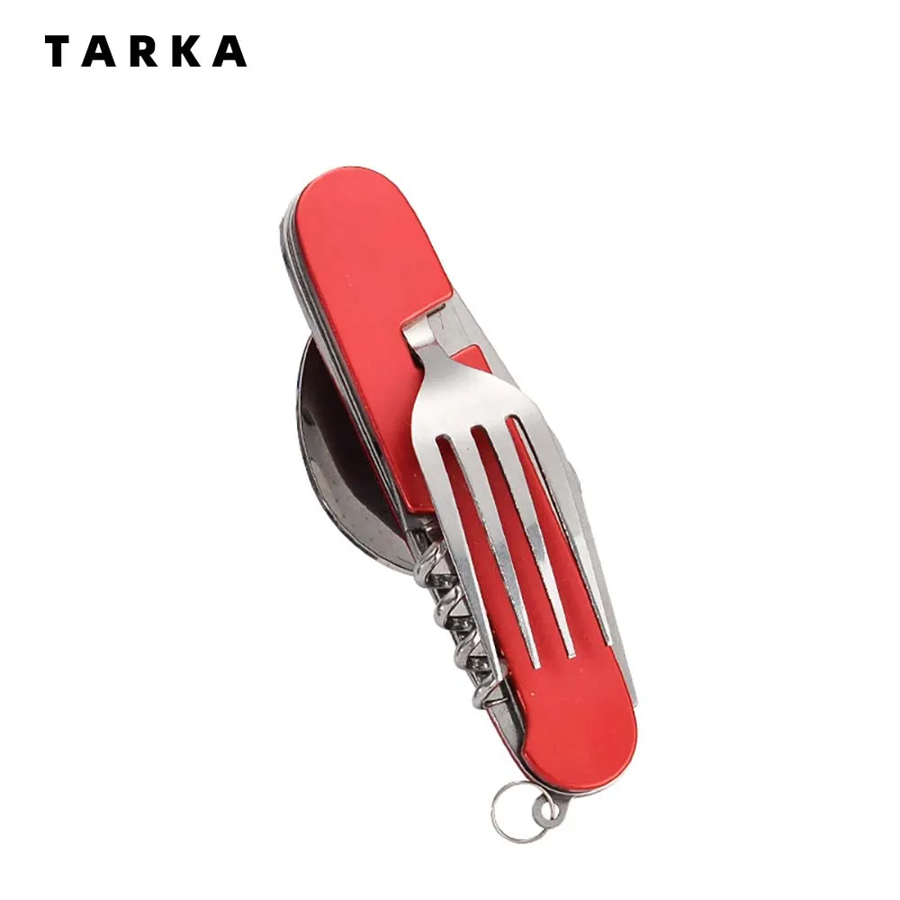 TARKA Mini 4-в-1 Складной Набор Столовых Приборов Из Нержавеющей Стали-портативный