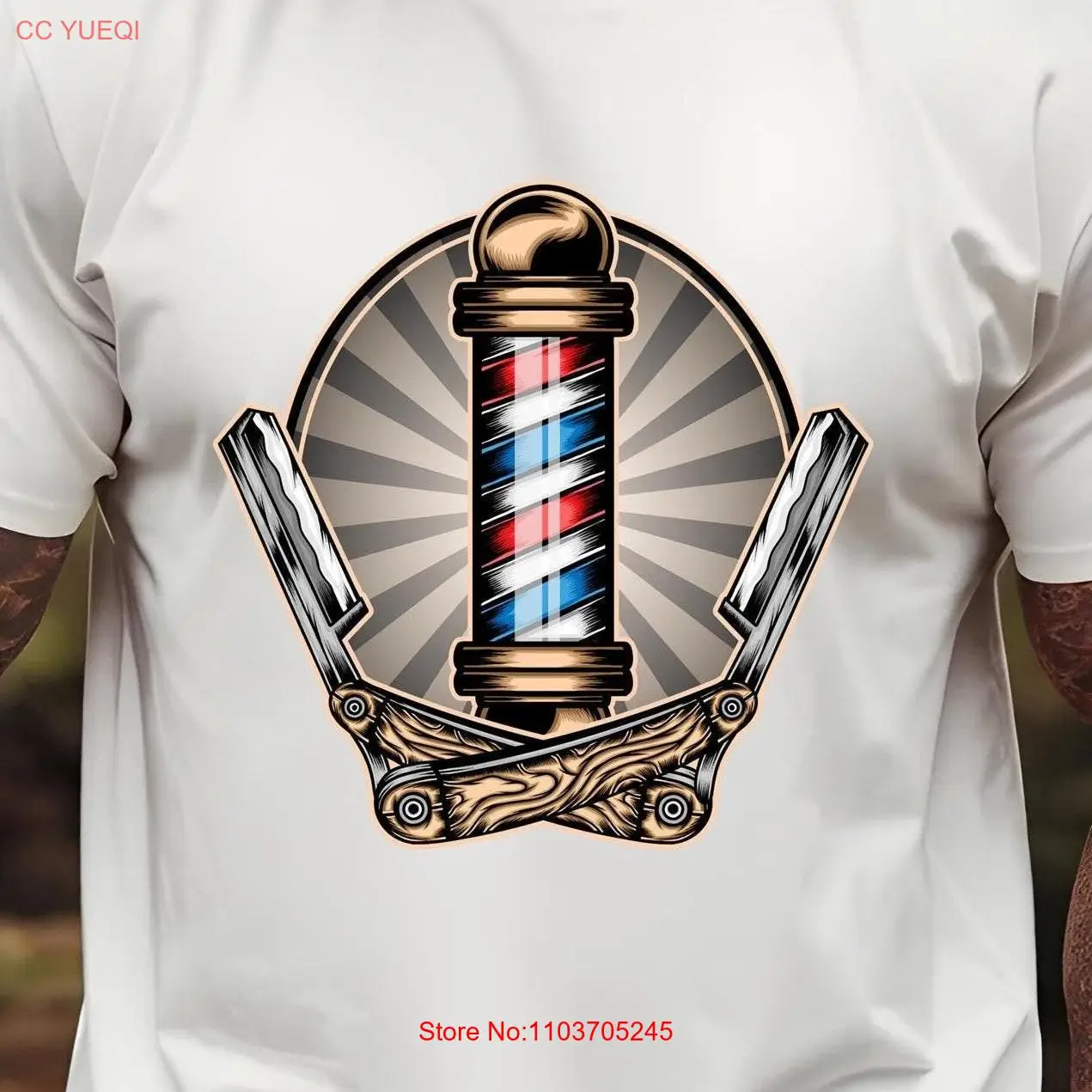 Холщовая футболка с круглым вырезом Barber Shop Pole Father Bella DTF 80080 длинные или короткие