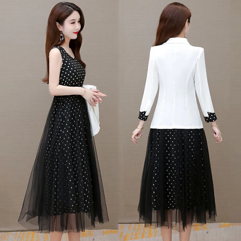 Женский винтажный комплект из 2 предметов элегантный костюм с блейзером без