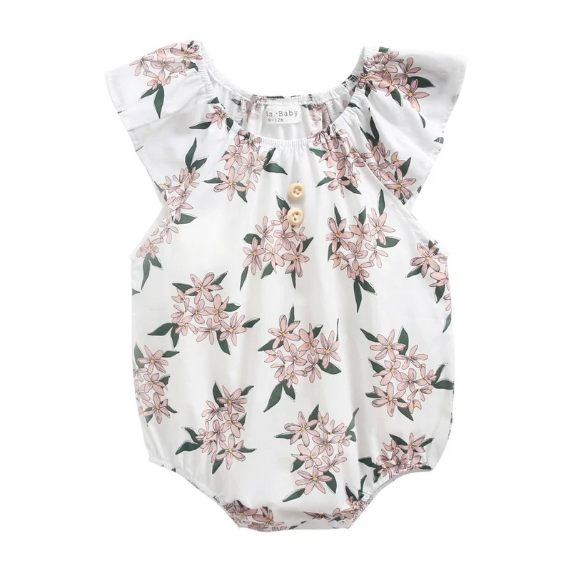 2022 Summer Baby Clothes New Born Baby Items Fashion Cotton Cute Floral Sleeveless Bodysuit Baby Girl Clothes Newborn Clothes