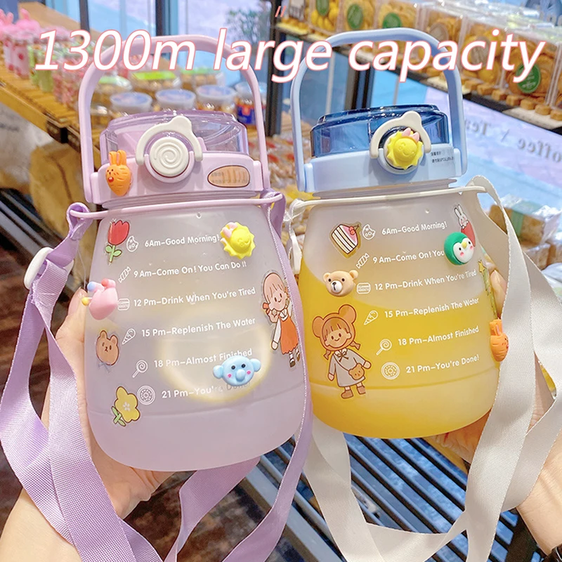 

Sports Water Bottle Large Leakproof Water Bottle with Handle And Shoulder Strap for Kids Adults Sports Bottles Outdoor Hiking