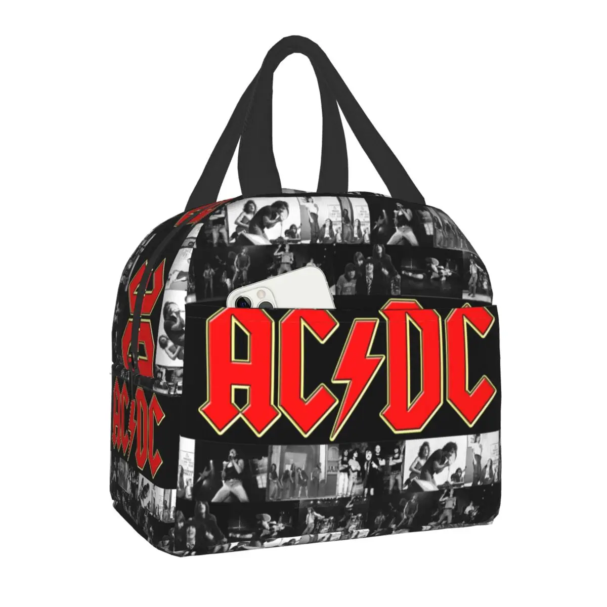 

AC DC Insulated Lunch Bag for Camping Travel Heavy Metal Rock Portable Cooler Thermal Bento Box Women Kids Food Lunch Boxes
