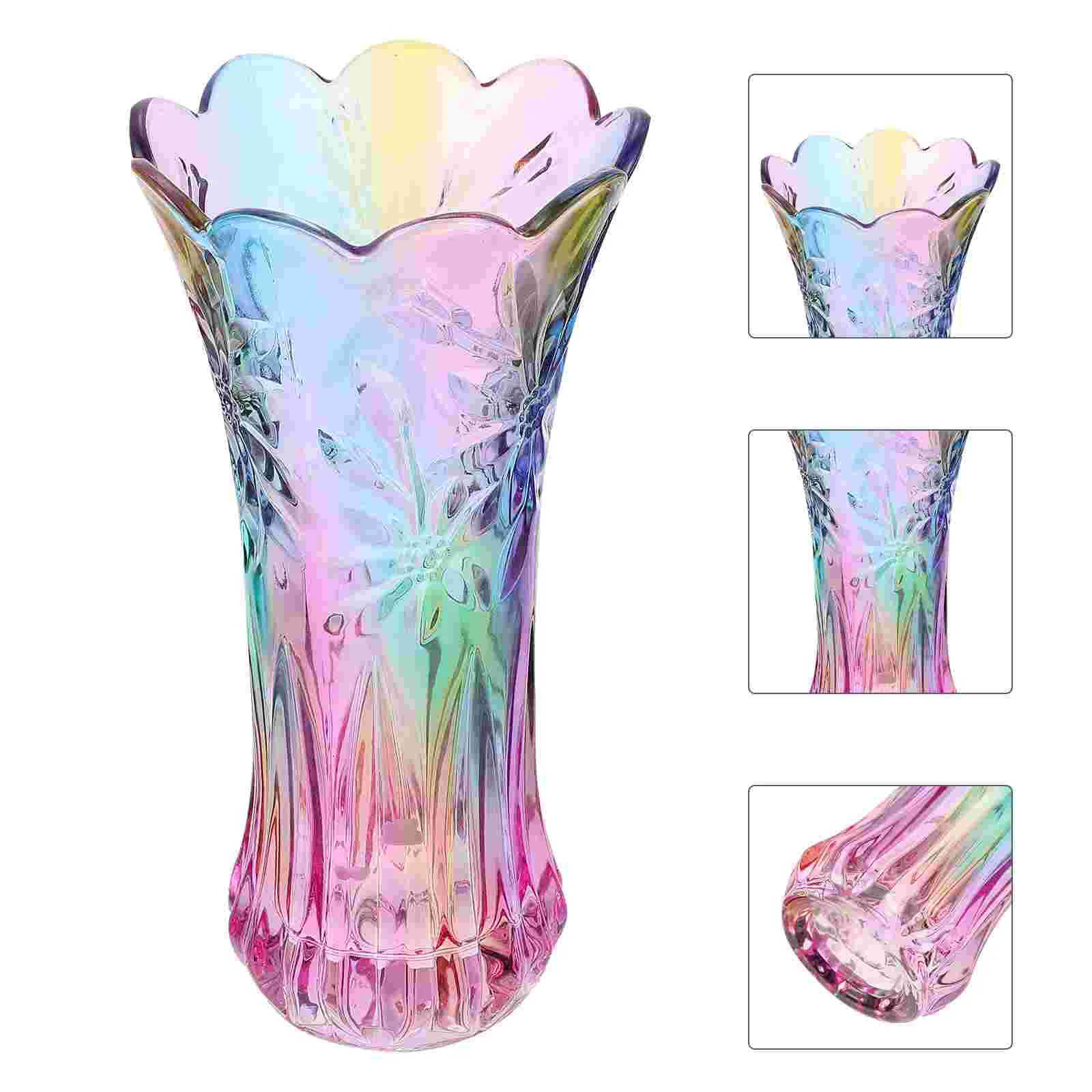 

Flowerpot Crystal Glass Vase Office Wedding Flowers Decorations Gradient Home