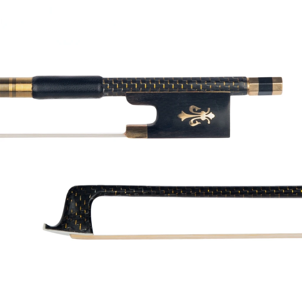 

Violin Bow Gold Braided Carbon Fiber Fiddle Bow Round Stick Ebony Frog Natural Mongolia Horsehair Fast Response Advanced 4/4