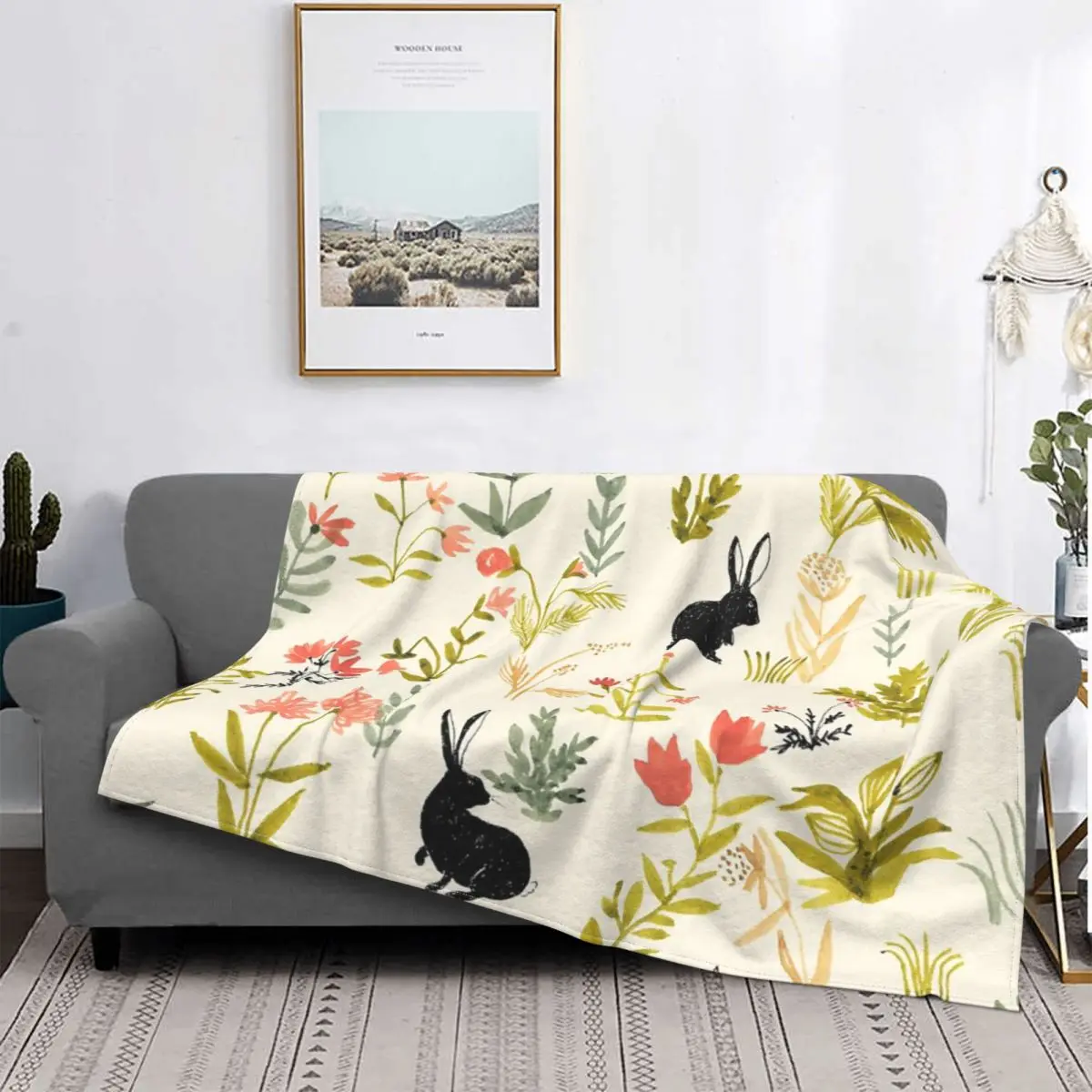 Цветочный узор с маленьким черным одеялом покрывало на кровать аниме мягкое