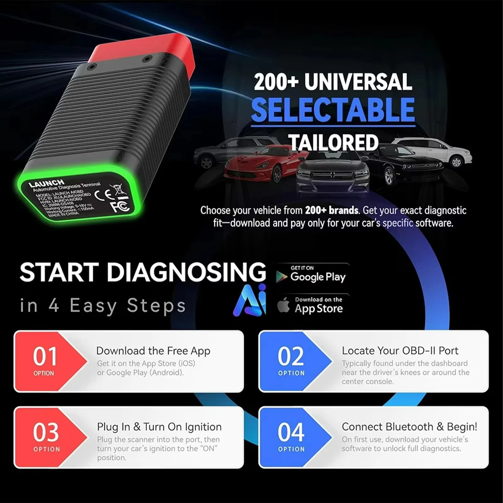 Автомобильный Bluetooth-сканер AIOBD 2026: полнофункциональный диагностический инструмент для всех систем, считыватель кодов OBDII, работает с Android и iOS (art.: 3920dc6d64db7) - 3920dc6d64db7