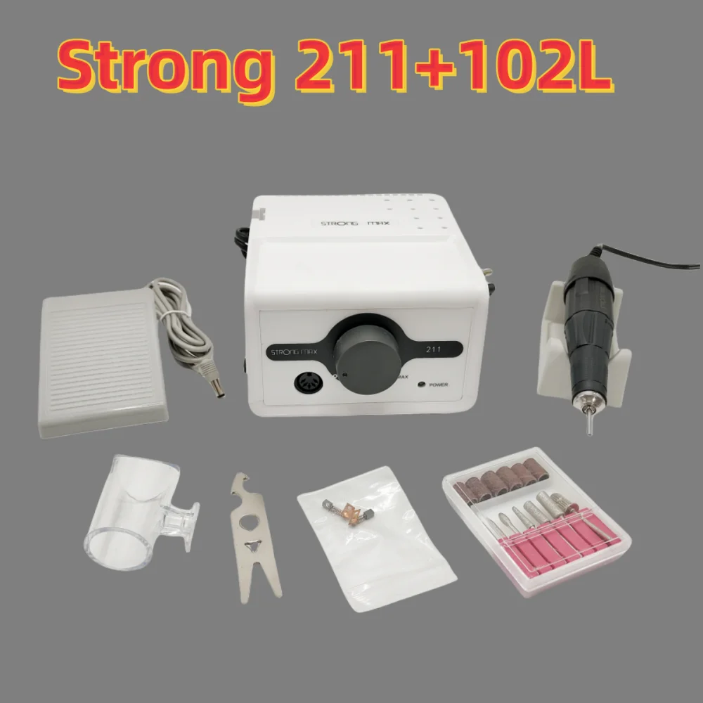 65 Вт STRONG 211 102L Ручка 35000 об/мин Электрическая дрель для ногтей Маникюрная фреза