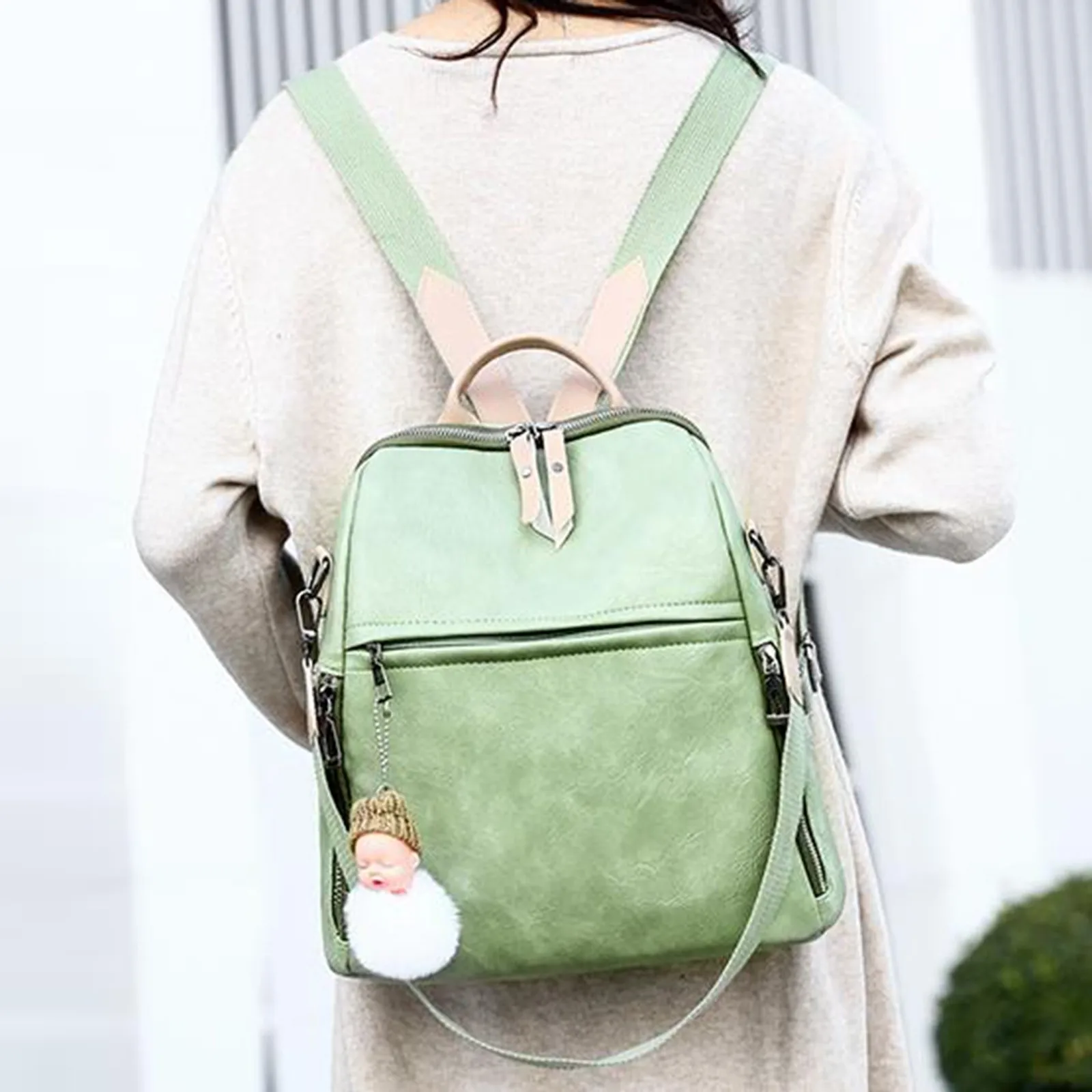 

Модный женский мини-рюкзак из искусственной кожи, уличные дорожные зеленые маленькие женские сумочки, легкая женская сумка на плечо, водонепроницаемая Дамская