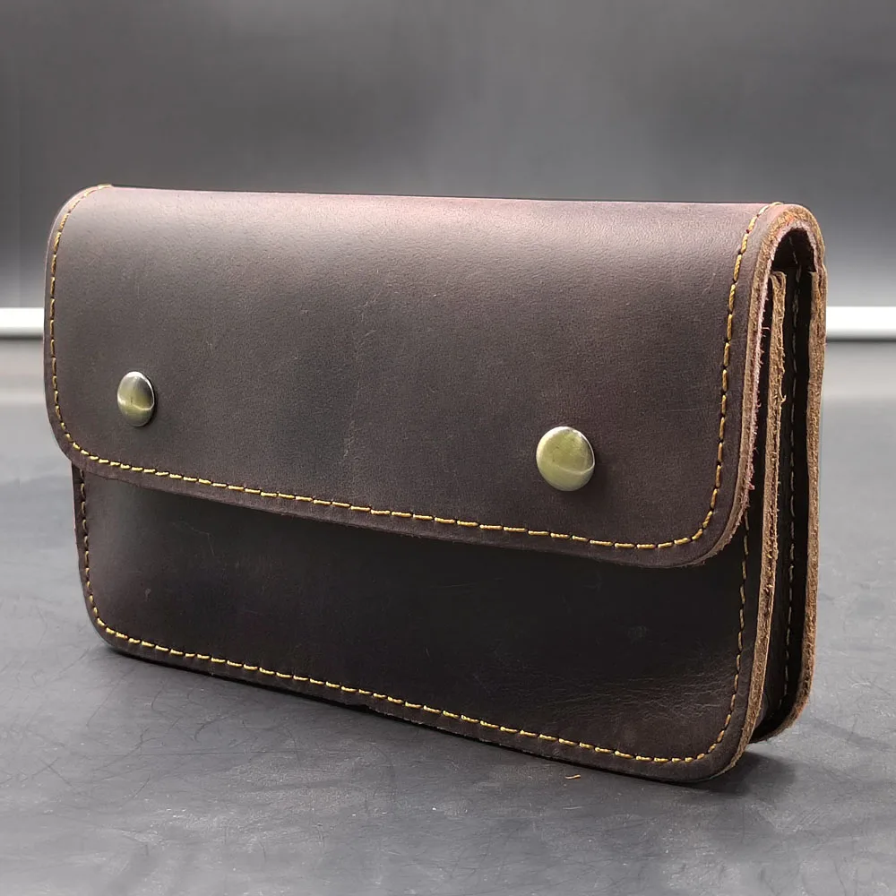 

Genuine Crazy Horse Leather Waist Packs For Men Travel Fanny Pack Belt Length Male Small Waist Bag For Phone Pouch