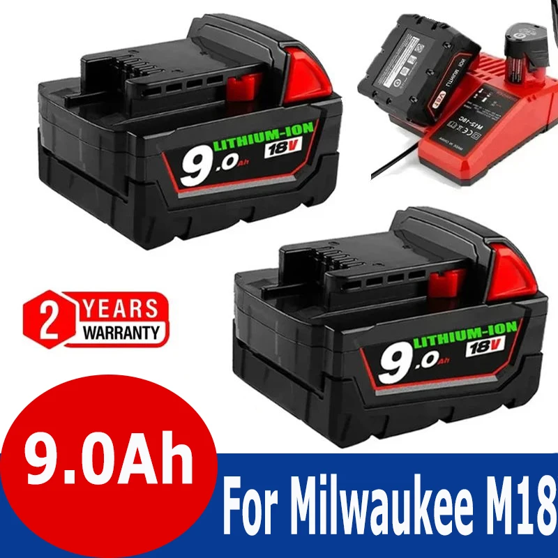 Сменный литий-ионный аккумулятор 18 В 9000 мАч для Milwaukee XC 48-11-1815 M18B2 M18B4 M18B5 M18B9 M18BX L50
