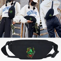 green basilisk print waist bag fashion chest bum bag running jogging crossbody pouch zip shoulder packs sport runner bags unisex
