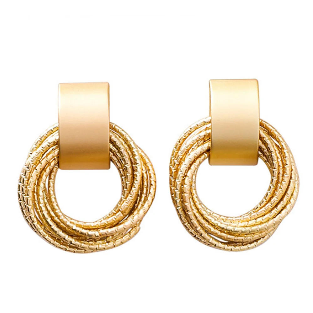 

Retro Metallic Gold Multiple Small Circle Pendant Earrings Jewelry Fashion Wedding Party Unusual Earrings for Woman