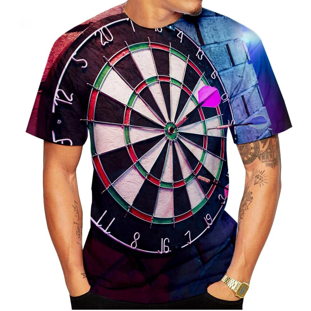 3d Printed T-shirt Men's And Women's Summer Casual Short Sleeve Darts Board Shirt Top