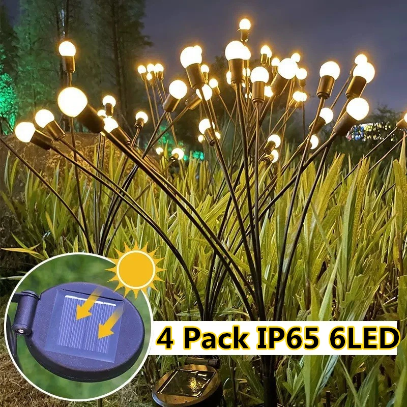 

4 Pack Solar Led Light Outdoor Sunlight Firefly Lights Waterproof Lawn Garden Decoration Outdoor Christmas Decoration Solar Lamp