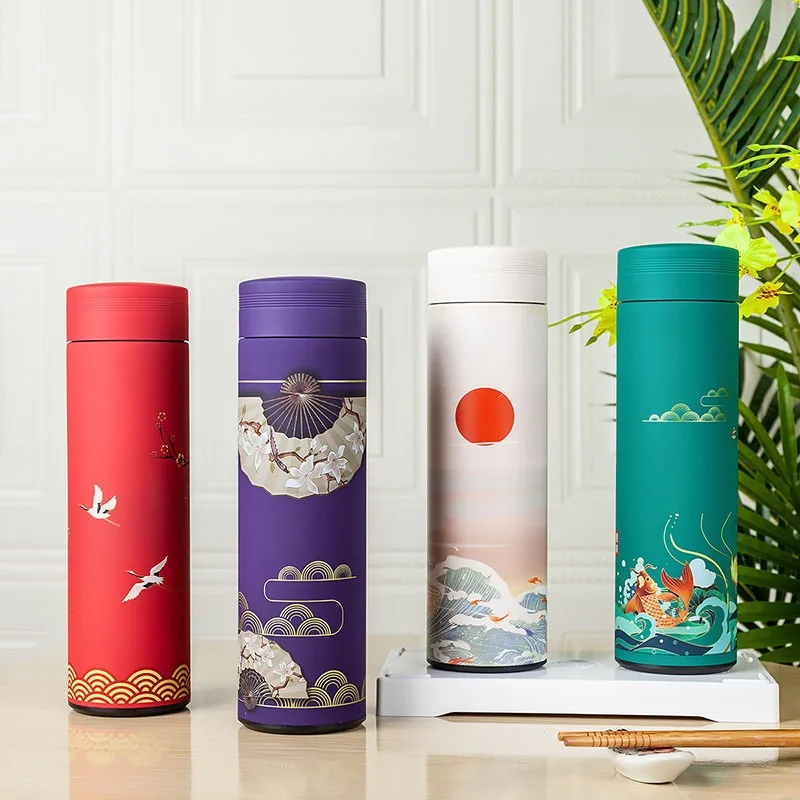 

New 500ml Retro Thermos Bottle Chinese Style water bottle Stainless Steel Teacup Thermal thermos bottle coffee mug tumbler flask