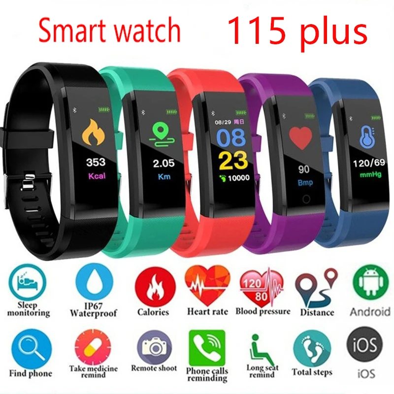 

Bluetooth 115 Plus Smart Bracelet Heart Rate Monitor Sport Watch Fitness Tracker Bracelet Waterproof Smart Wrist band PK D20 Y68