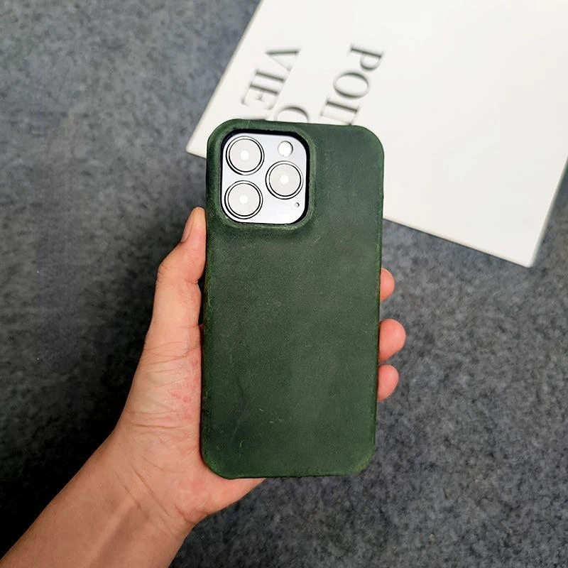 

genuine leather Material Handmade luxury Phone case for iPhone 13 12 11 14 Pro Max case Vintage style Hard cover