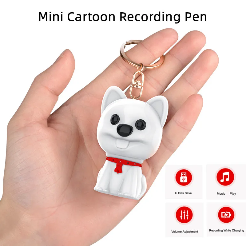 

New Mini Cartoon Recorder Portable Dog Digital Recorder Intelligent Voice Control Recording Hanging MP3 Player