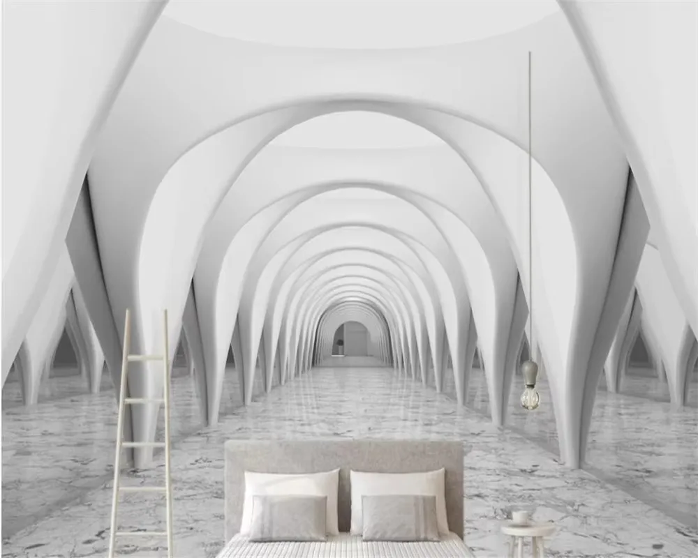 Custom wallpaper three-dimensional abstract architectural space corridor customized living room bedroom self-adhesive