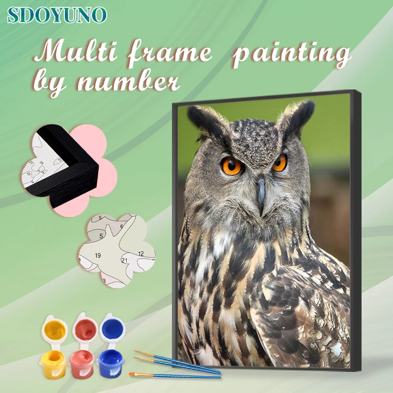 

Картина по номерам для интерьера SDOYUNO, животные, ручная роспись, искусственная сова, DIY картины по номерам, художественное оформление, домашн...