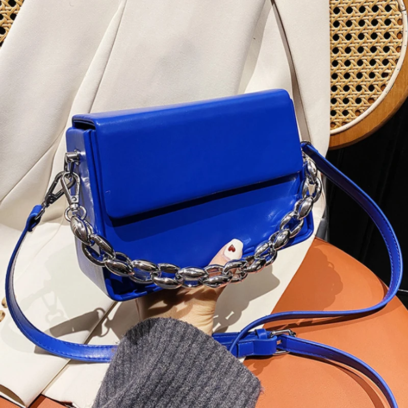 

Маленькая квадратная синяя сумка классического дизайна, новинка 2022, универсальная сумка-мессенджер через плечо, сумка-бокс, сумка через пле...