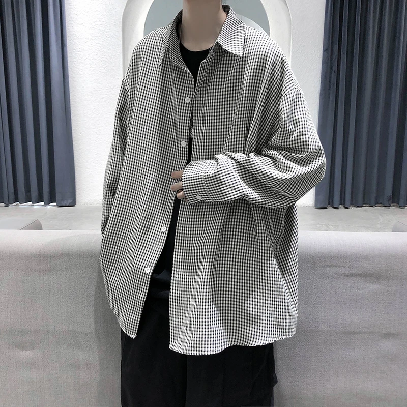 

Рубашка EOENKKUY мужская в клетку, Повседневная блуза с длинным рукавом, Классический крой, Размеры S M L XL 2XL, весна-осень 2022