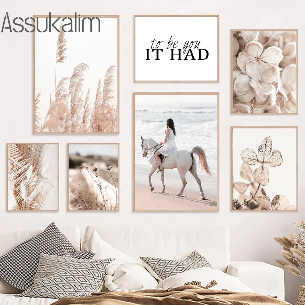 Высушенные цветы Картина на холсте с изображением белой лошади язычковые