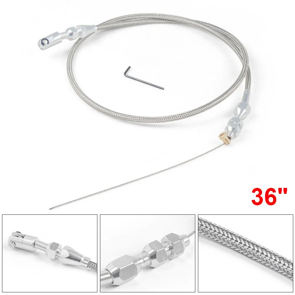 

36-дюймовый комплект газового троса дроссельной заслонки в оплетке из нержавеющей стали для двигателя Chevrolet/Chevy 97-07 LS1, 4,8 л, 5,3 л, 5,7 л, 6,0 л