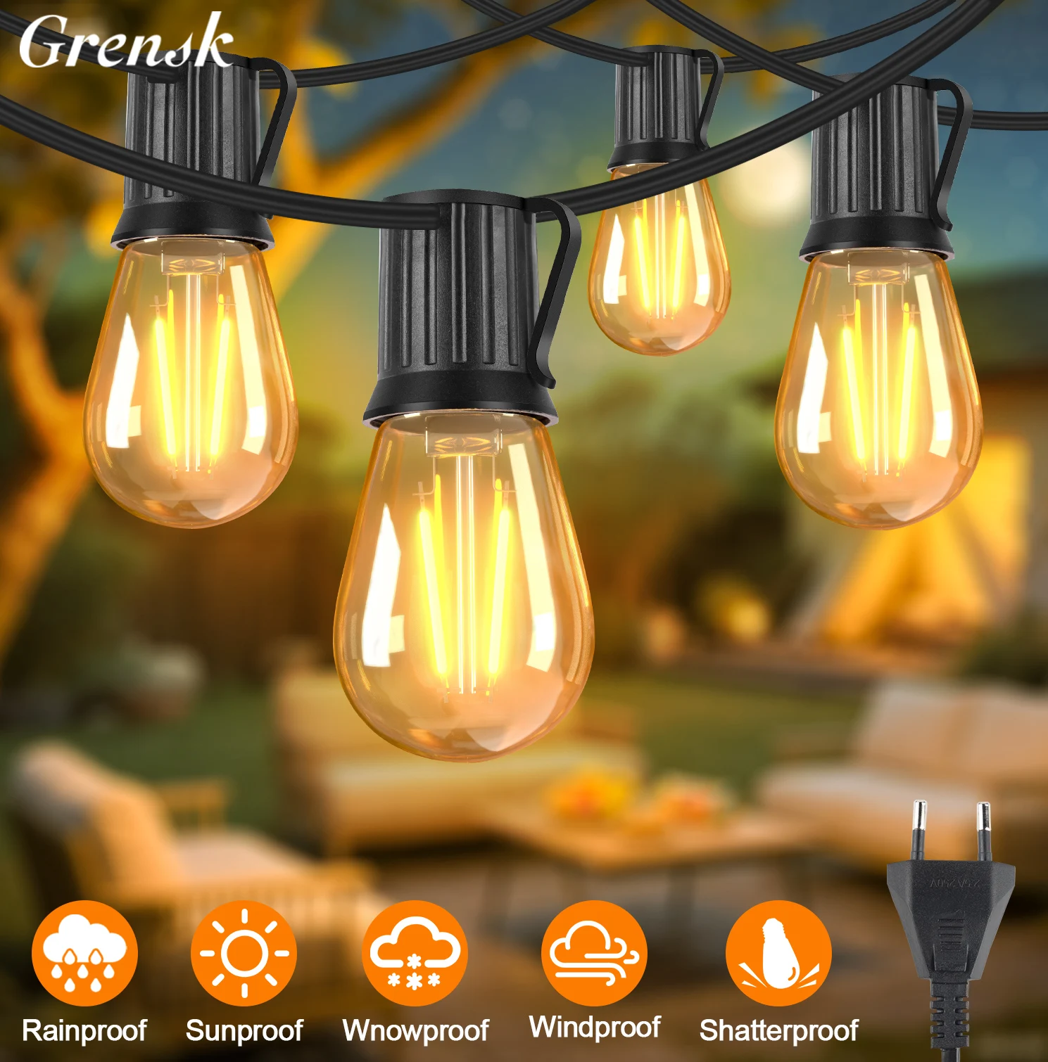 

Grensk S14 винтажная светодиодная гирлянда тёплый белый