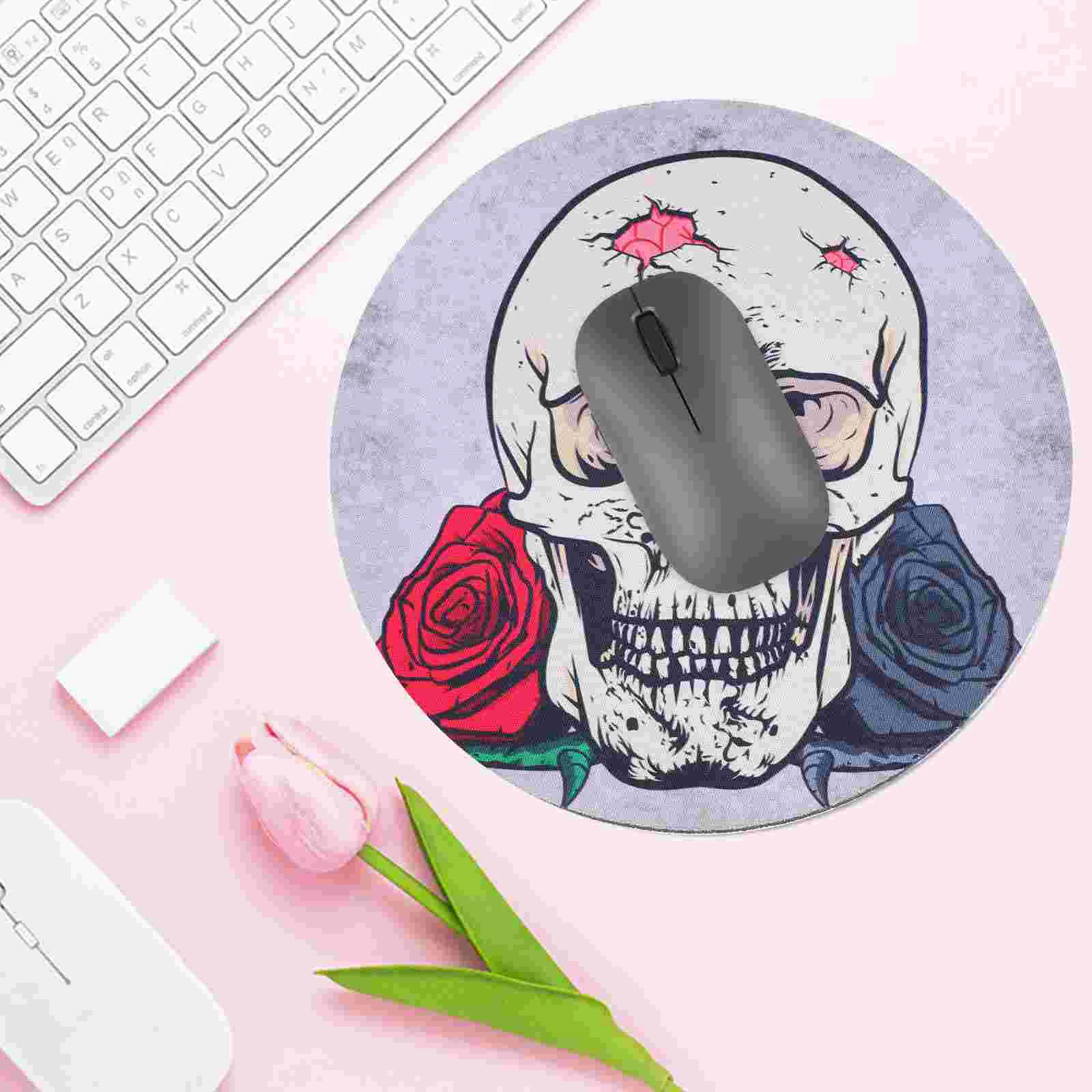 

2pcs Skulls Pad Round Mat Nonslip Rubber Pad for Home Office