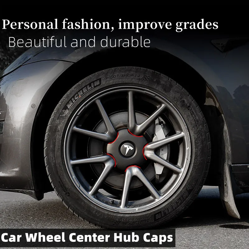 

4PCS Upgraded Car Wheel Center Caps Hubcaps Cover For Tesla Model 3 2021-2023 Original 18" Rim Cap Car Decoration Accessories