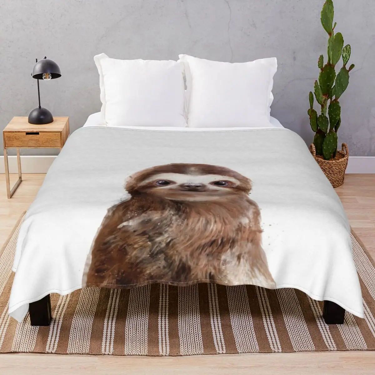 Little Sloth Blanket Velvet Print Portable Throw Blankets for Bedding Home Couch Travel Cinema