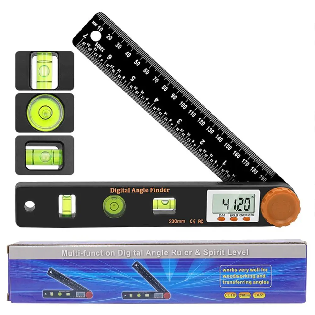 

4 In1 Woodworking Angle Ruler With Spirit Level Multi-purpose Digital Display Protractor Tools