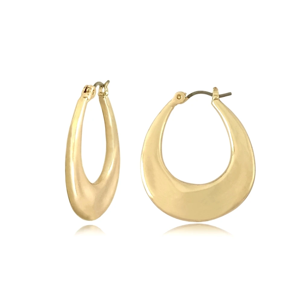 

New Casual Fashion Earrings Gold Color Smooth Surface Hoop Earrings for Women Fashion Show Ladies Party Jewelry