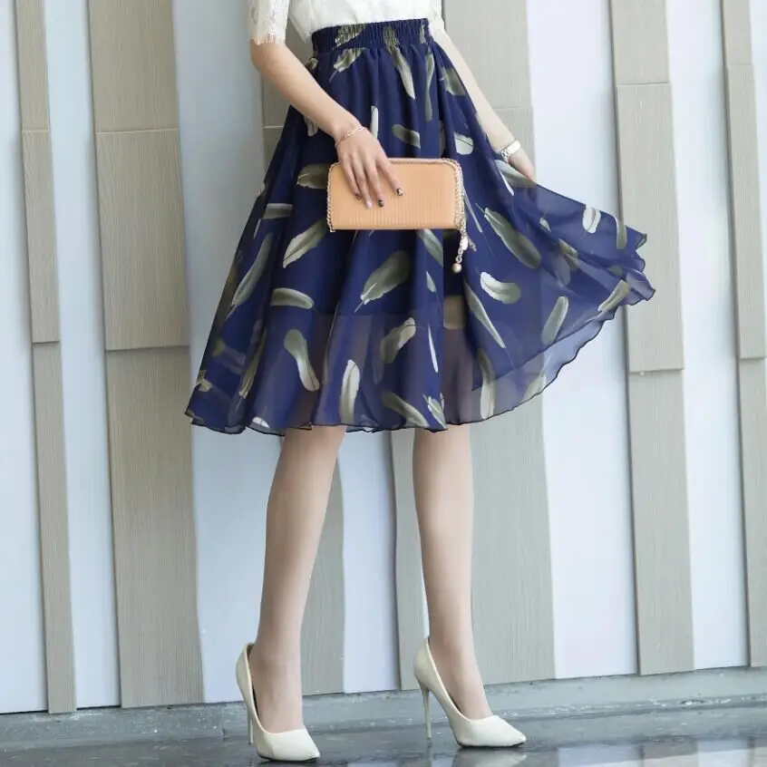 

Floral Chiffon Skirt Spring 2022 Womens Fashion Women Korean Clothing Retro Clothes Elegant Women's Skirts 2021 Trend Lolita Y2k