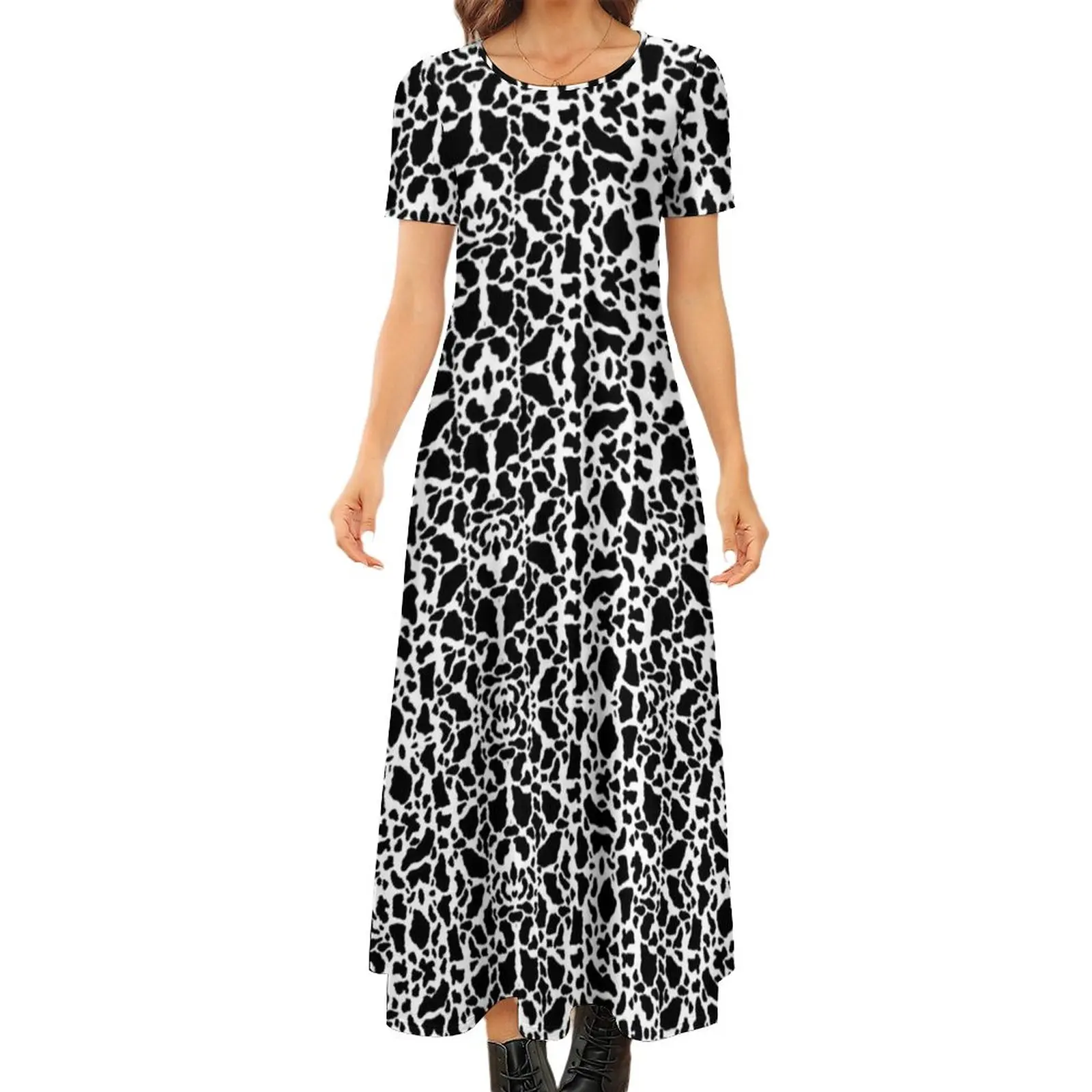

Женское длинное платье в богемном стиле, черное платье-макси с абстрактным фотографическим принтом, большие размеры 6XL 7XL