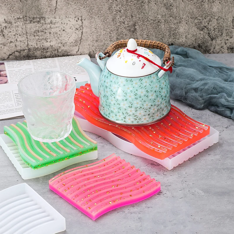 

1PC Wavy Shape coaster Epoxy Resin Molds DIY Table Base Silicone Mold Home Decor Pad Making coaster Mould