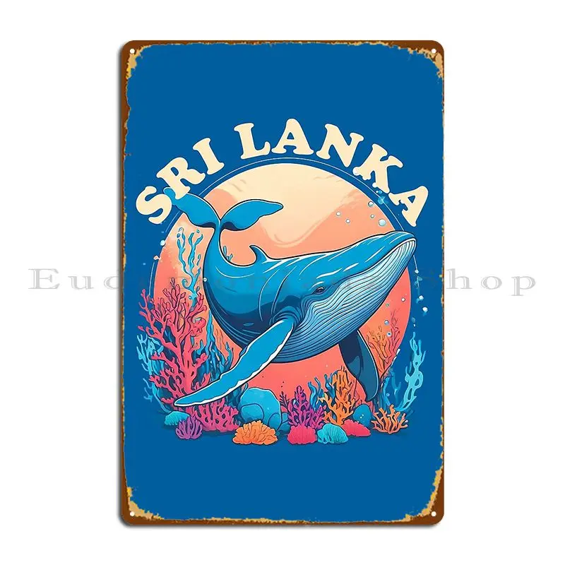 Синий Кит наблюдающий за Шри-Ланкой металлический знак тарелки для вечеринок