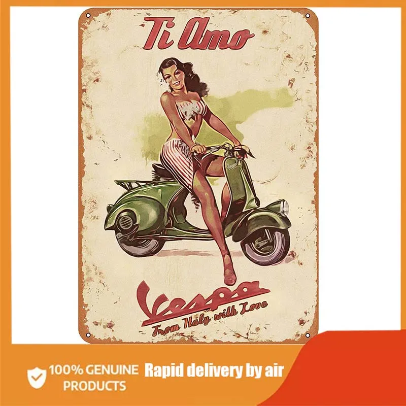

Винтажный металлический знак TI AMA Vespa, искусство украшения стены для дома, кафе, бара, подарочное украшение для дома, винтажное украшение для ...