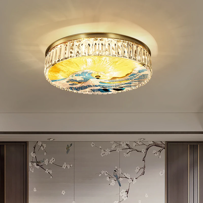 

Classical Ceiling Lamp Round Copper Relief LED Indoor Decorative Ceiling Light Living Room Dining Hall Bedroom Study Main Light