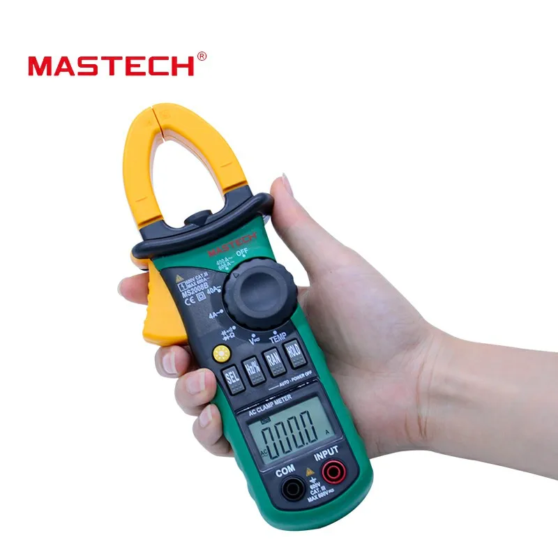 

MASTECH MS2008B Digital Clamp Meter DC/AC Volt Current Res Cap Temp Freq Meter with Light Temp Frequency