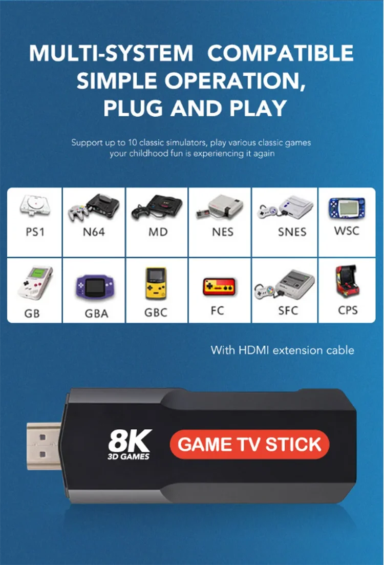 Игровая консоль Q9 X2 с двойной системой для Android Game Stick 4K 64G 10 000 ретро-игр Поддержка