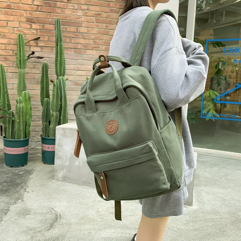 

2023 New Large Capacity Canvas School Backpack Korean Fashion Teenager Backpack For Students Designer Female Backpack