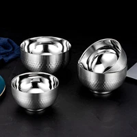 3pcs double layer stainless steel bowl anti scald heat insulation home rice bowl soup bowl thicken drop resistant kids bowl