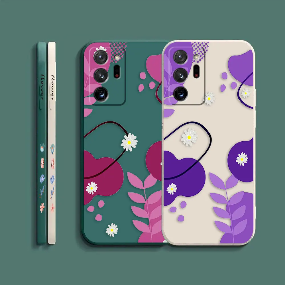 Case For Samsung Galaxy A90 A80 A70 A60 A50 A40 A30 A20S A20 A10S Note 20 M33 Pro Plus Lite Ultra 4G 5G Case  Red Purple Flowers