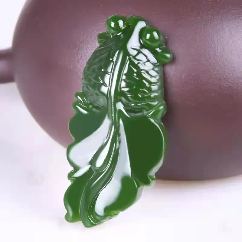 

Ожерелье из натуральной яшмы с подвеской в виде зеленой рыбы китайская ручная резьба Ювелирные изделия модная подвеска из нефрита подарки для мужчин и женщин