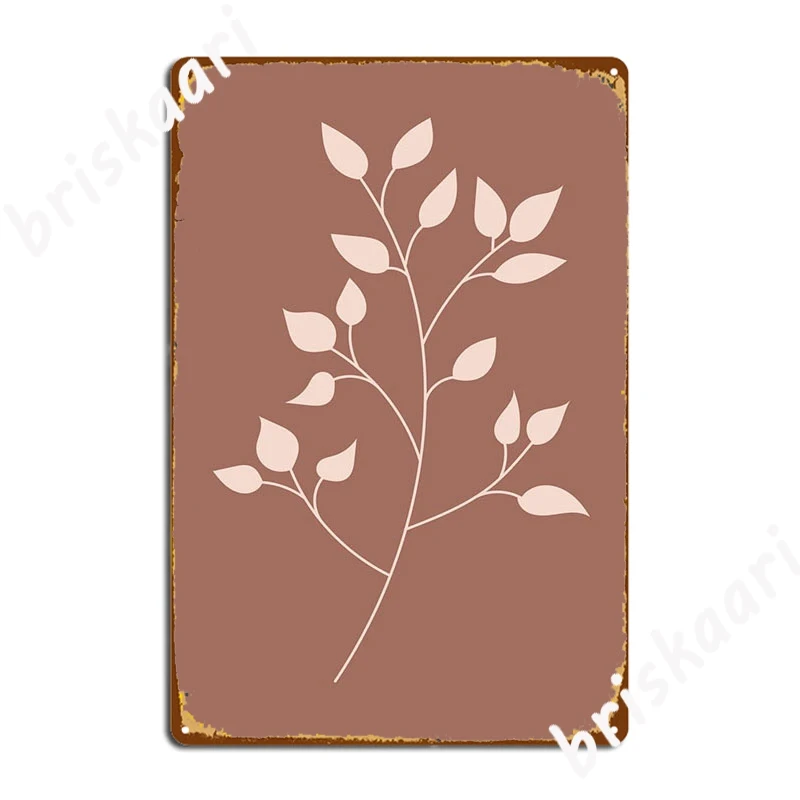 

Brown Tropical Leaf Print Metal Sign Club Bar Garage Decoration Pub Funny Tin Sign Poster