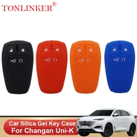 tonlinker silica gel car key case for changan uni k 2022 shell holder remote car dedicated styling keychain accessories